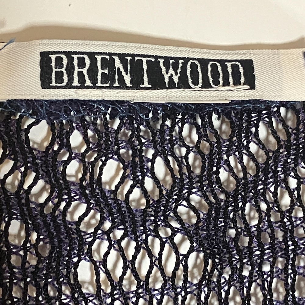 Brentwood Dress Womens Small Purple Navy Crochet Knit Sheer Short Sleeve A-Line - Picture 7 of 11